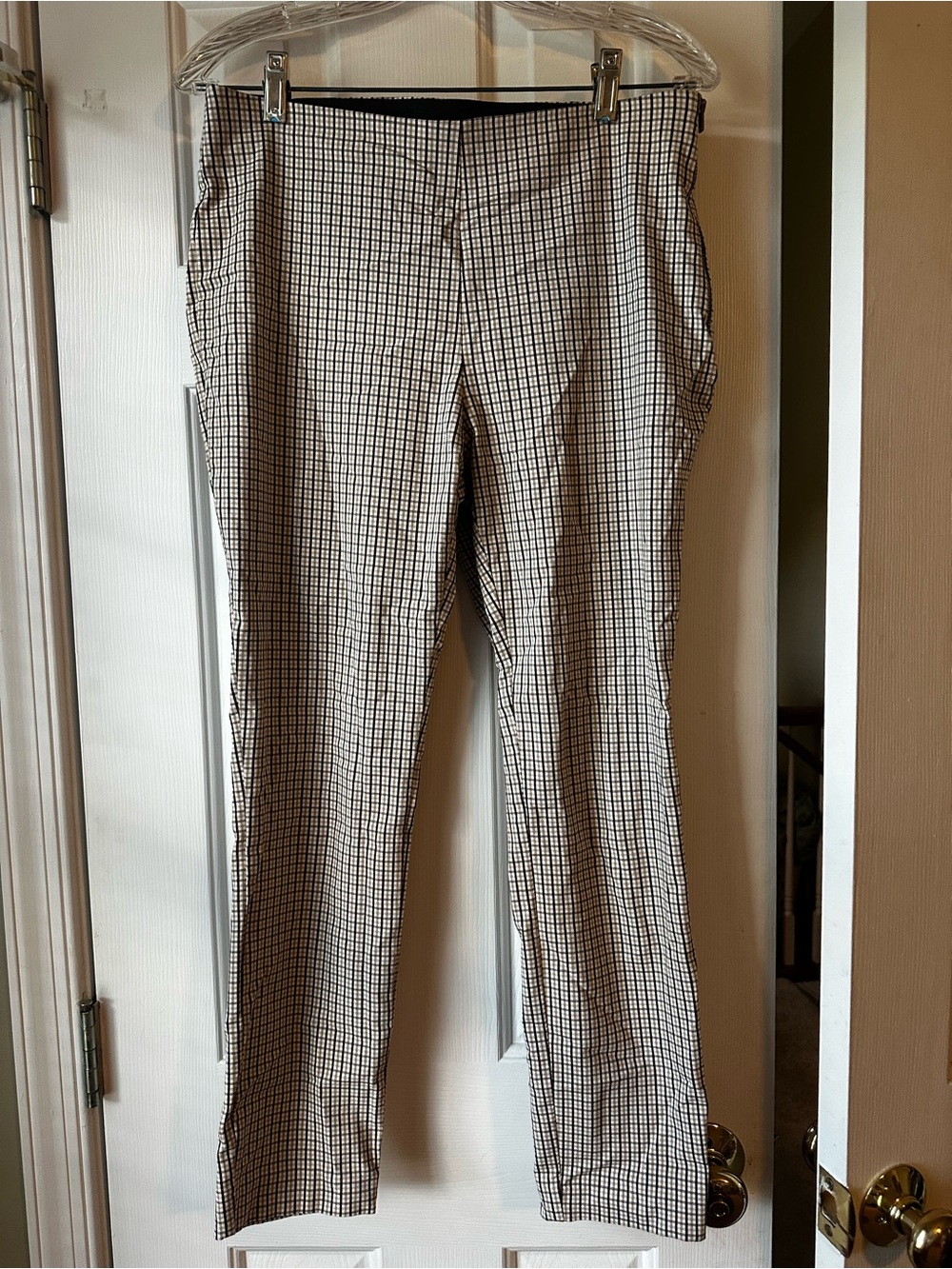 Women’s Checked Dress Pants in Black, Tan and White